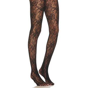 petit moments Lace Tights in Black One Size Womens Nylons Pantyhose